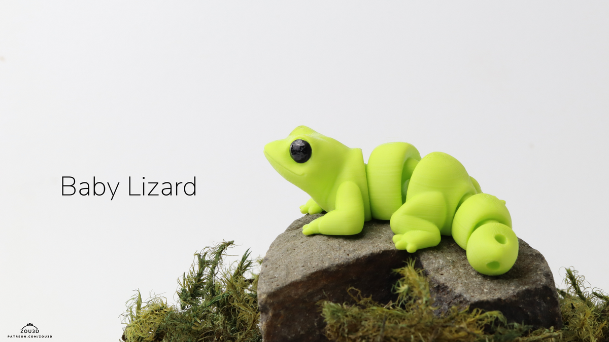 Baby Lizard - 3D printed collectible figure, design by ZOU3D