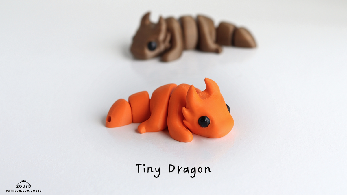 Tiny Zou Baby Dragon - 3D printed collectible figure, design by ZOU3D
