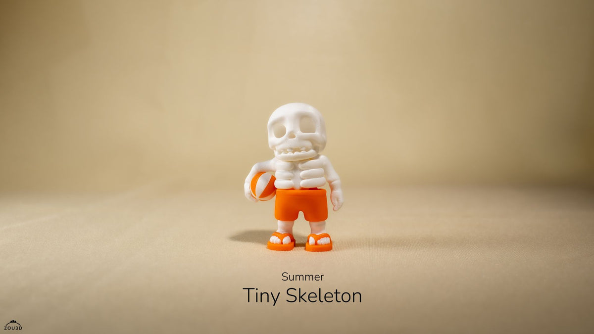 Summer Tiny Skeleton - 3D printed collectible figure, design by ZOU3D