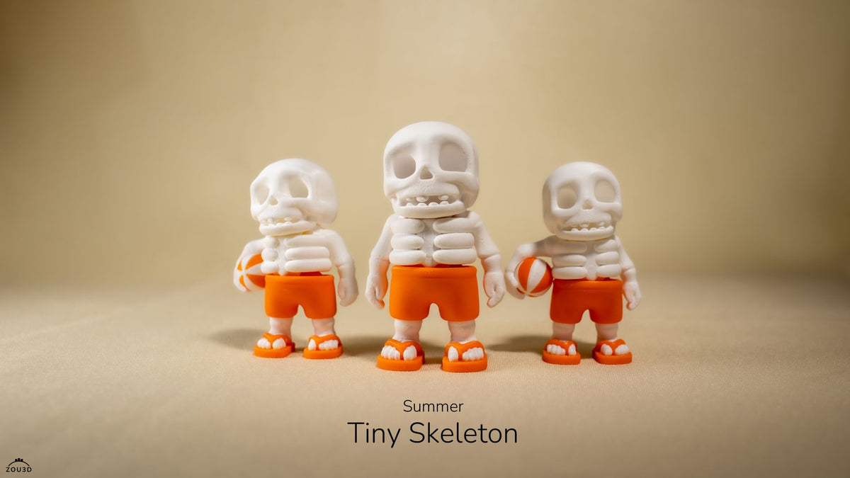 Summer Tiny Skeleton - 3D printed collectible figure by ZOU3D, view 3