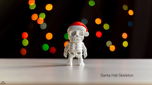 Santa Hat Skeleton - 3D printed collectible figure, design by ZOU3D