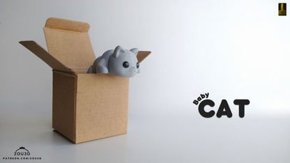 Baby Cat - 3D printed collectible figure by ZOU3D, view 3