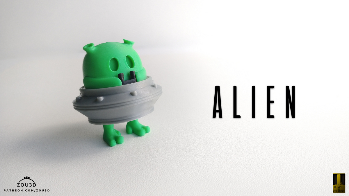 Zou Alien - Space Baby Figures 5-Piece Set, 3D printed by SquigglePrintz, design by ZOU3D