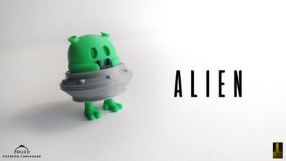 Zou Alien - Space Baby Figures 5-Piece Set, 3D printed by SquigglePrintz, design by ZOU3D