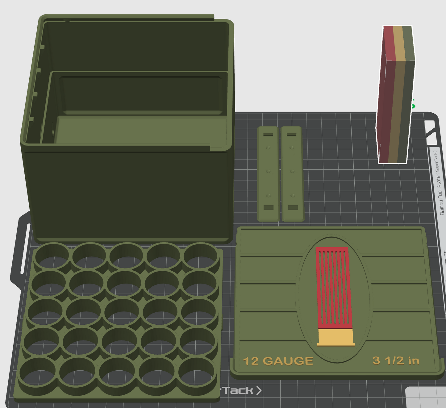 12 gauge 25 shell 3D printed ammo storage box by SquigglePrintz