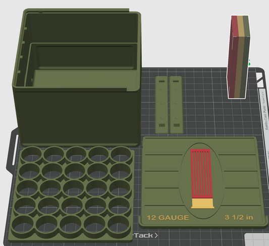 12 gauge 25 shell 3D printed ammo storage box by SquigglePrintz