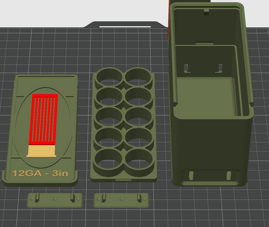 12 gauge 10 shell 3D printed ammo storage box by SquigglePrintz