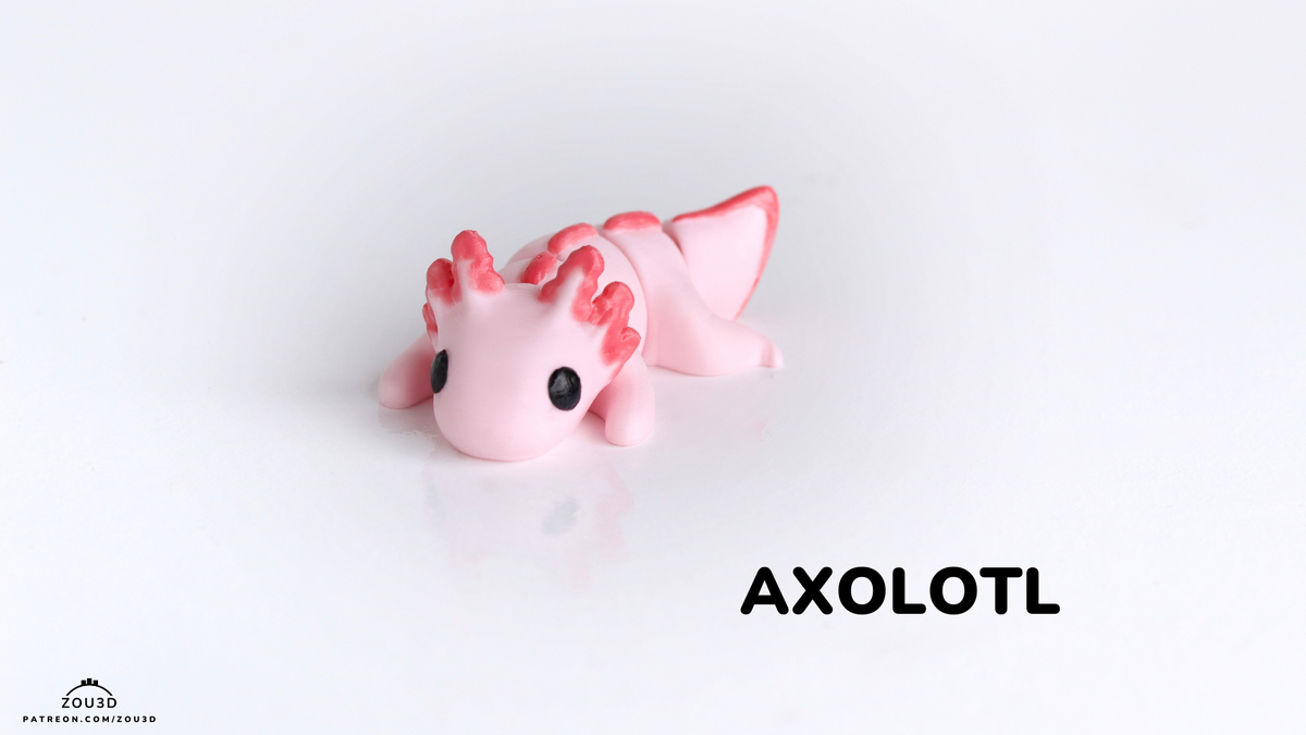 New Baby Axolotl - 3D printed collectible figure, design by ZOU3D