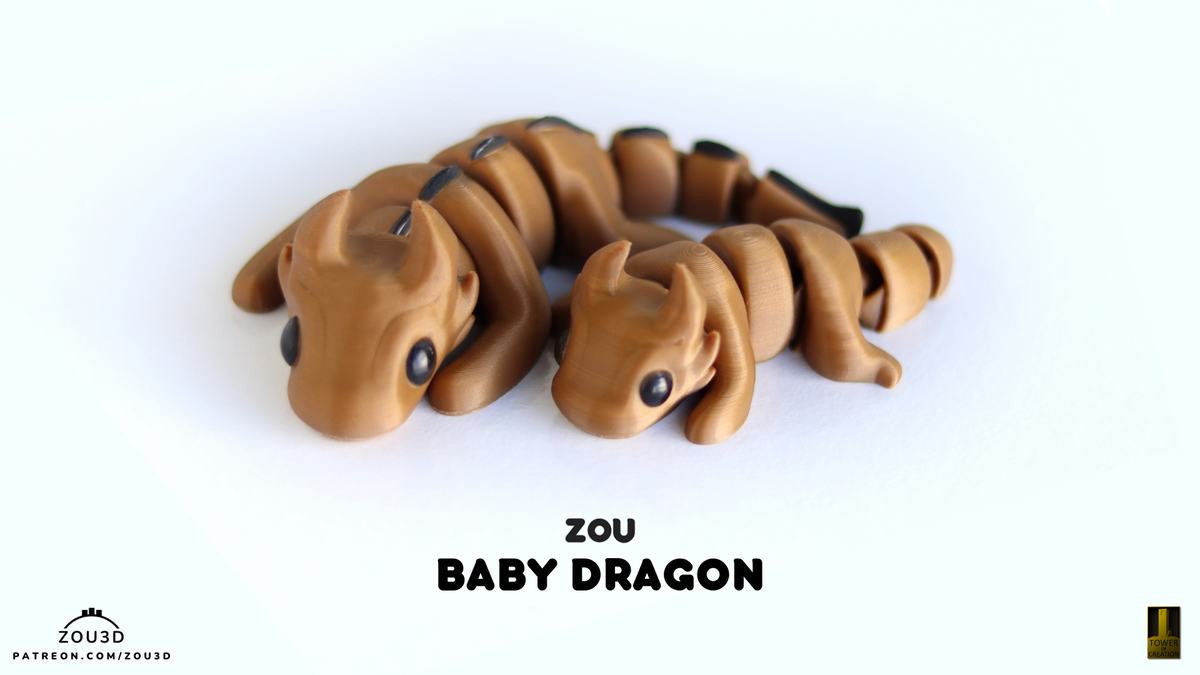 Zou Baby Dragon - 3D printed collectible figure, design by ZOU3D