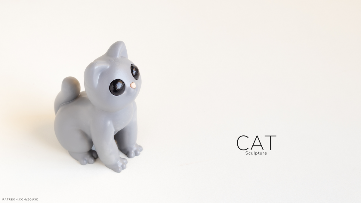 Cat Sculpture - 3D printed collectible figure by ZOU3D, view 2