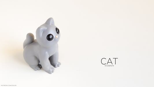 Cat Sculpture - 3D printed collectible figure by ZOU3D, view 2