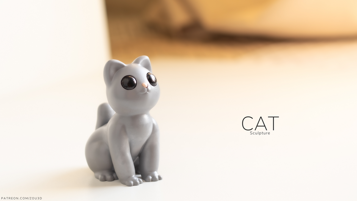 Cat Sculpture - 3D printed collectible figure by ZOU3D, view 3