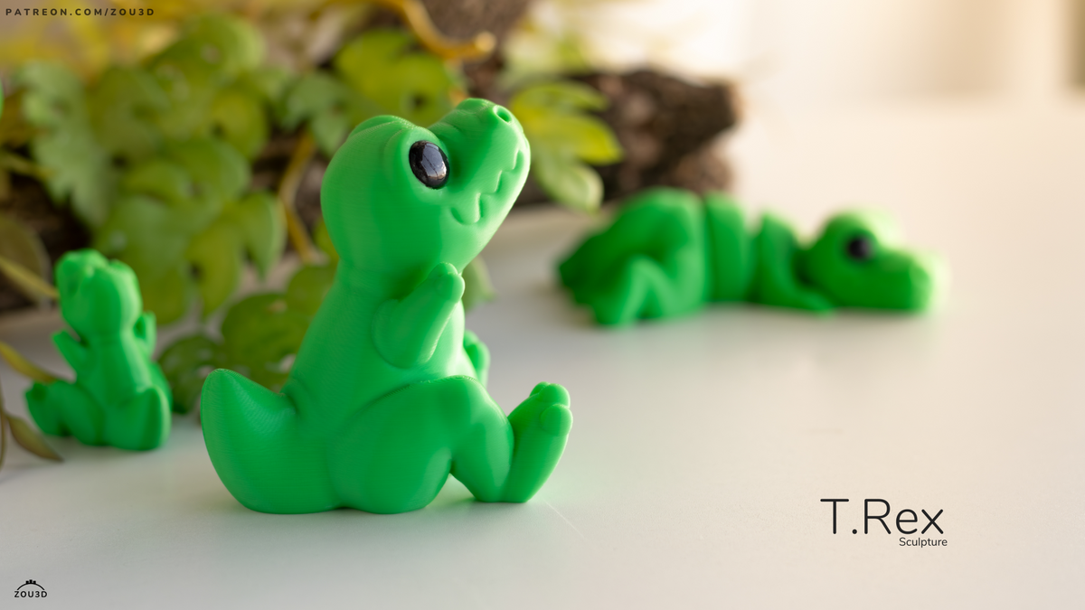 T Rex Sculpture - 3D printed collectible figure, design by ZOU3D