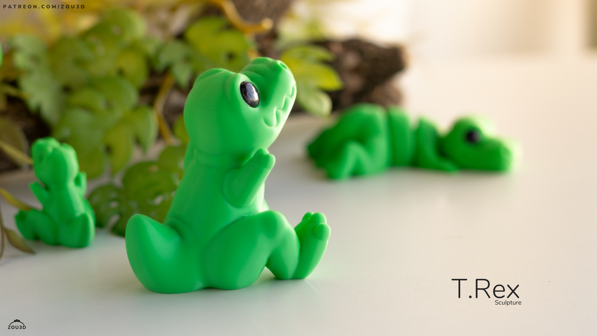 T Rex Sculpture - 3D printed collectible figure by ZOU3D, view 3