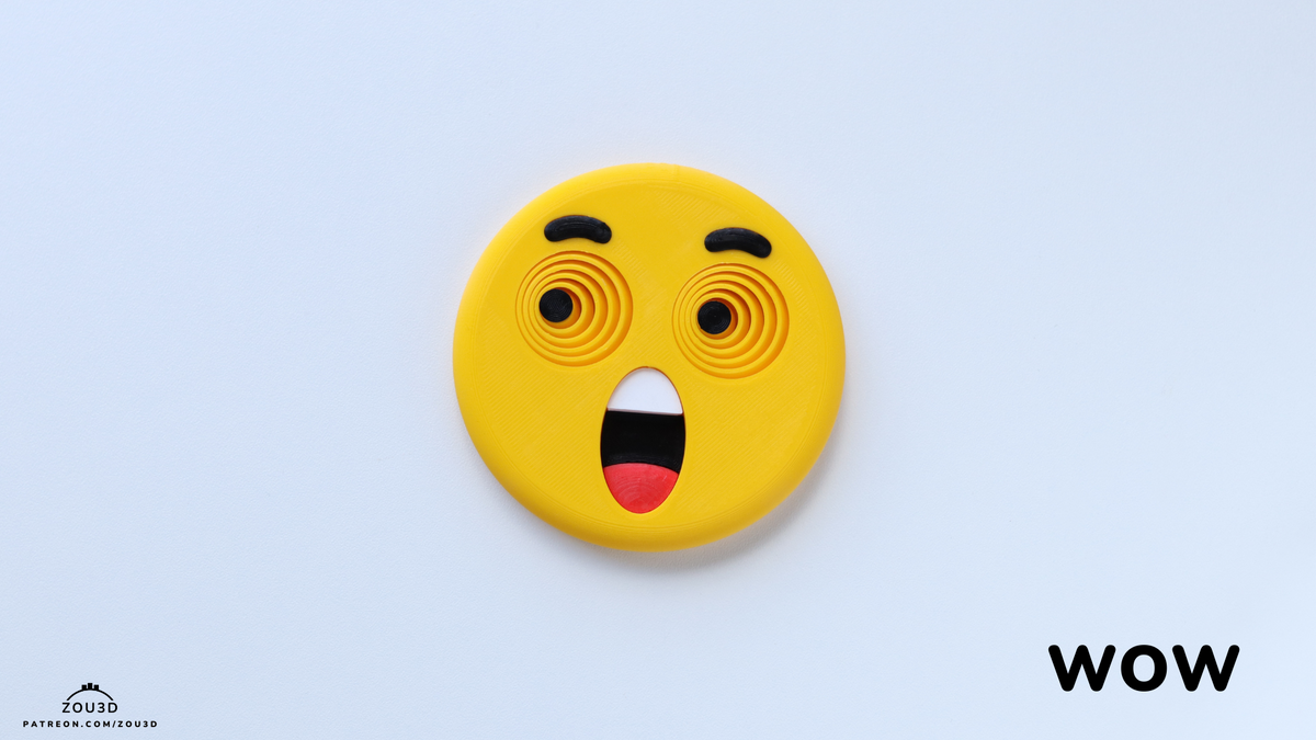 Emoji wow - 3D printed collectible figure by ZOU3D, view 3