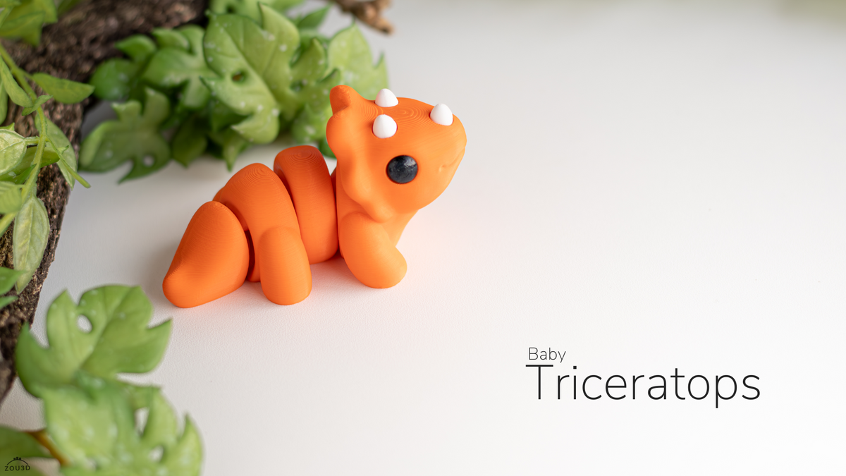 Baby Triceratops - 3D printed collectible figure, design by ZOU3D