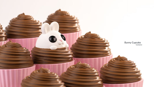Bunny Cupcake Container - 3D printed collectible figure, design by ZOU3D