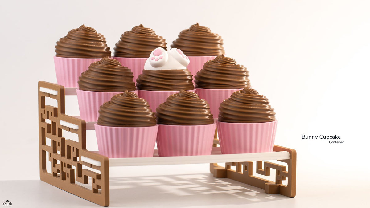 Bunny Cupcake Container - 3D printed collectible figure by ZOU3D, view 3