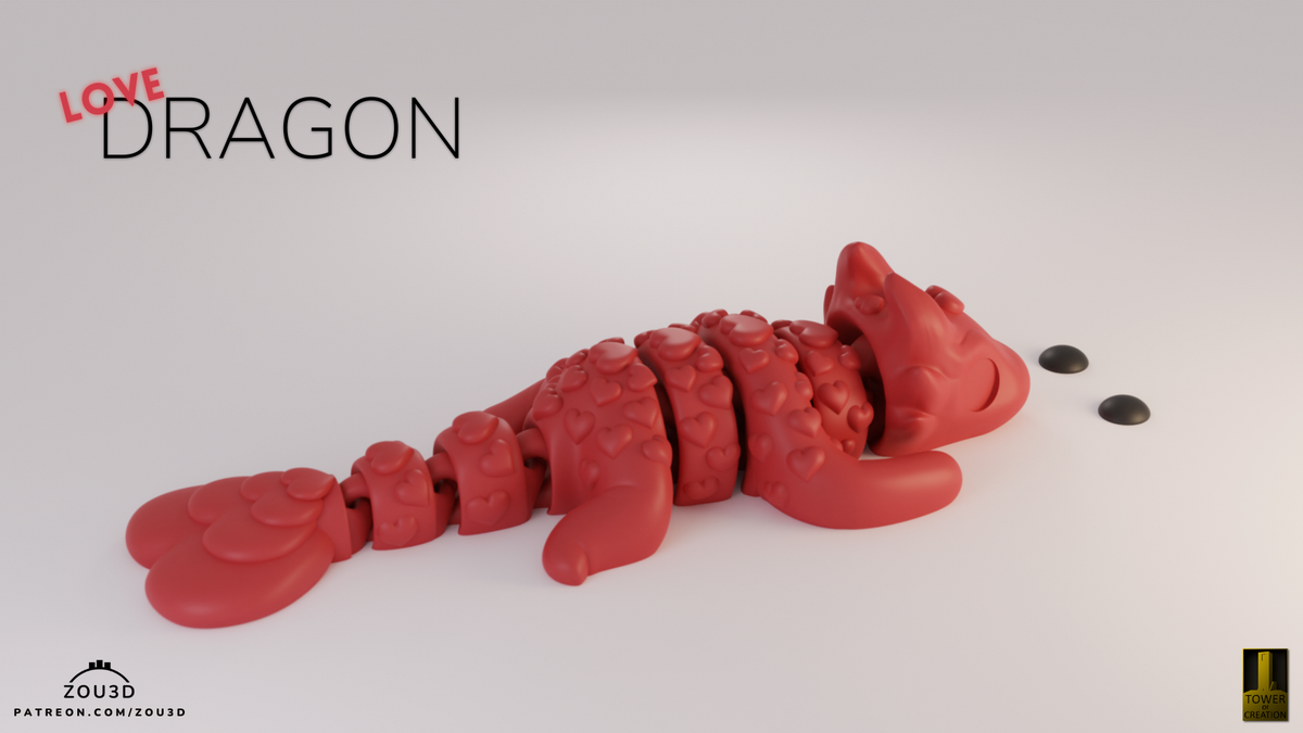 Love Dragon - 3D printed collectible figure by ZOU3D, view 3