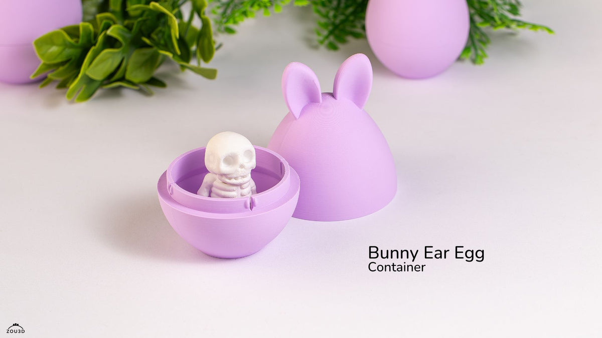 Bunny Ear Egg Container - 3D printed collectible figure, design by ZOU3D