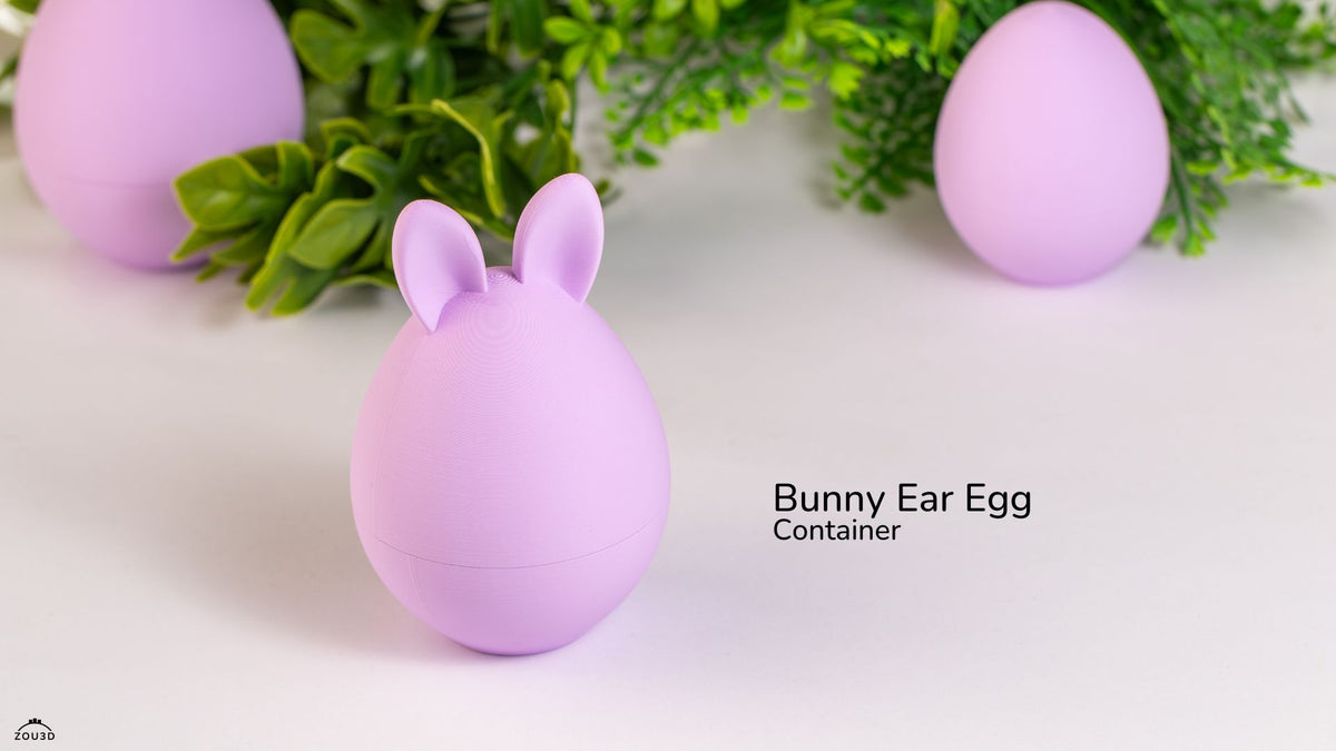Bunny Ear Egg Container - 3D printed collectible figure by ZOU3D, view 2