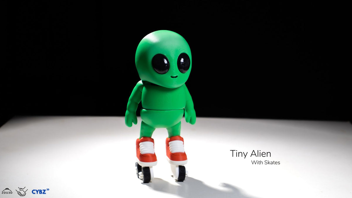 Tiny Alien With Skates - 3D printed collectible figure, design by ZOU3D