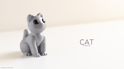 Cat Sculpture 3D Print | Fun &amp; Playful Decor