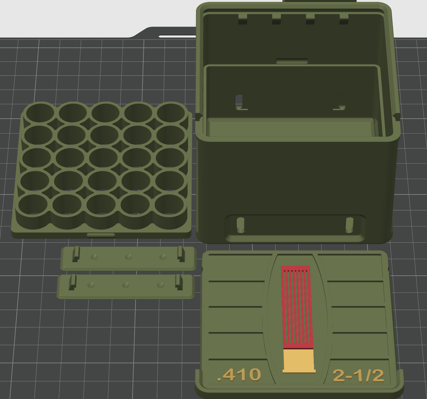 .410 gauge 25 shell 3D printed ammo storage box by SquigglePrintz