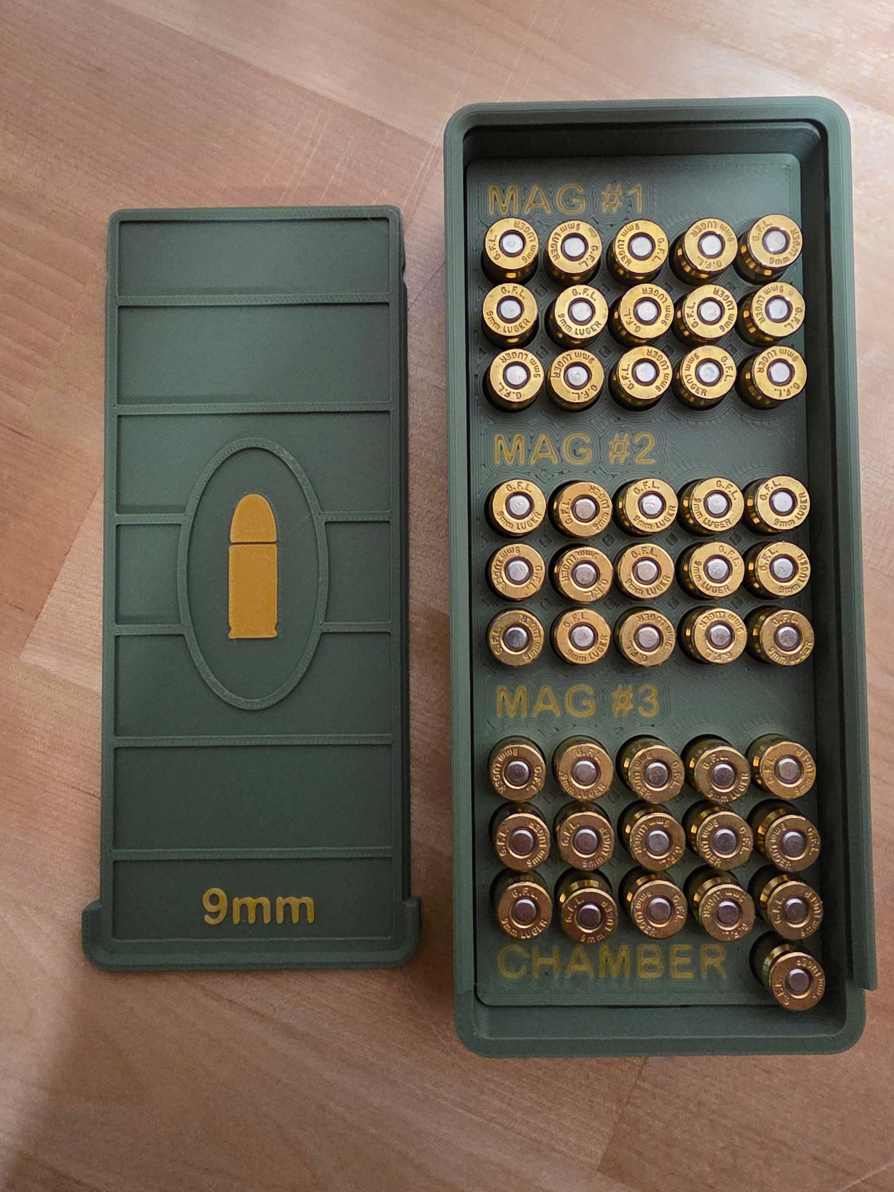 9mm Ammo Storage Box – 46-Round Triple-Mag Organizer (Gen 3 Stackable)