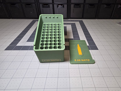 5.56 NATO 50 round 3D printed ammo storage box by SquigglePrintz