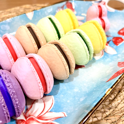 Macaron fidget clicker shown in multiple colours.