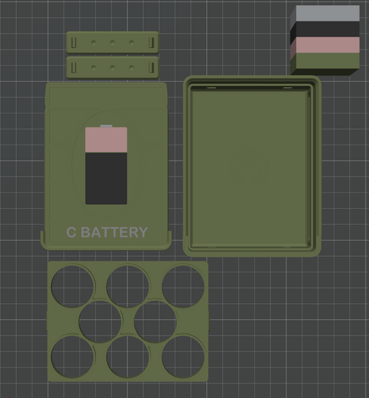 C Battery Storage Case 3D printed battery storage case by SquigglePrintz