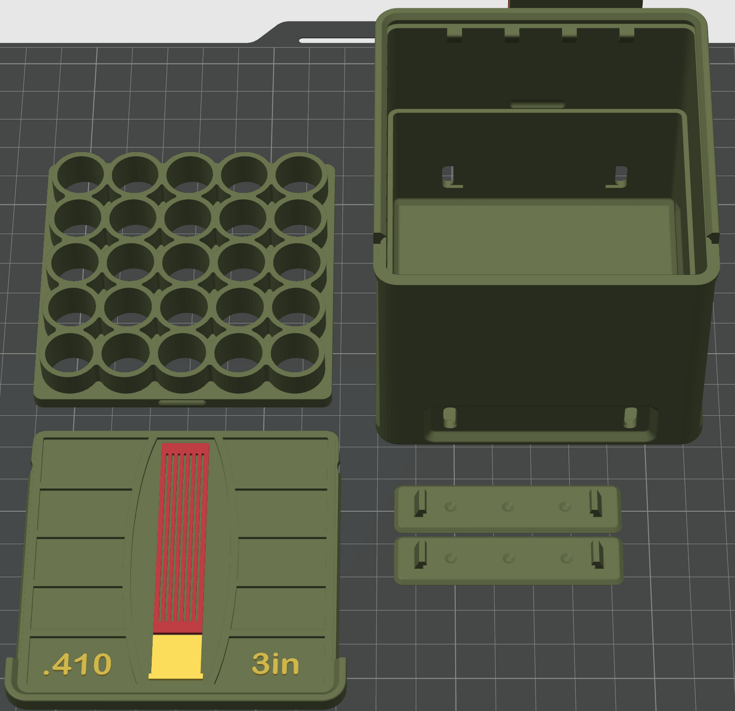 .410 gauge 25 shell 3D printed ammo storage box by SquigglePrintz