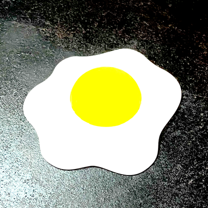 Sunny-side-up fried egg fidget clicker with a mechanical keyboard switch, 3D printed