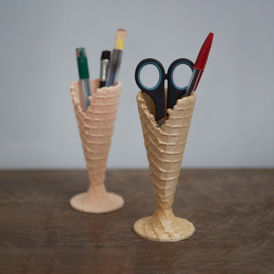 Iccup pencil holder, 3D printed sculptural desk organizer. Design by 3D Shook.